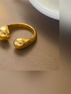 18K Gold Plated Open Ball Tip Ring